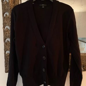 J Crew V-neck cotton cardigan sweater Black M